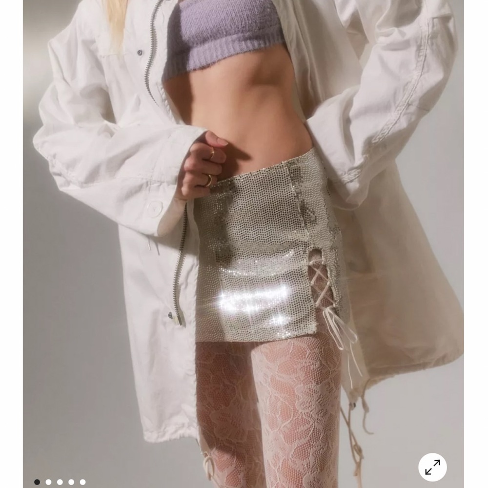 Low rise sequin mini skirt